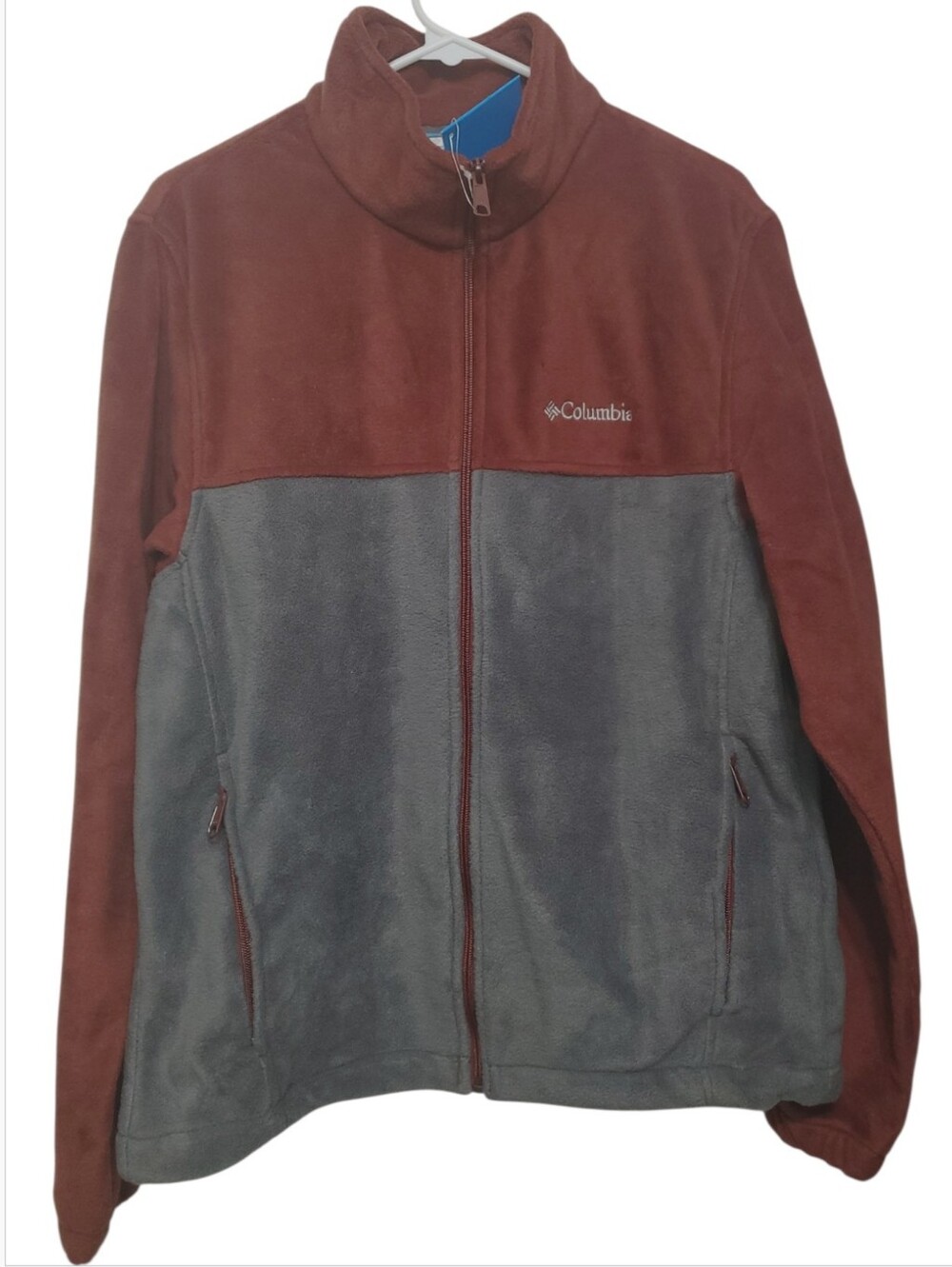 Columbia Two-Tone Maroon and Gray Full-Zip Fleece Jacket NWT